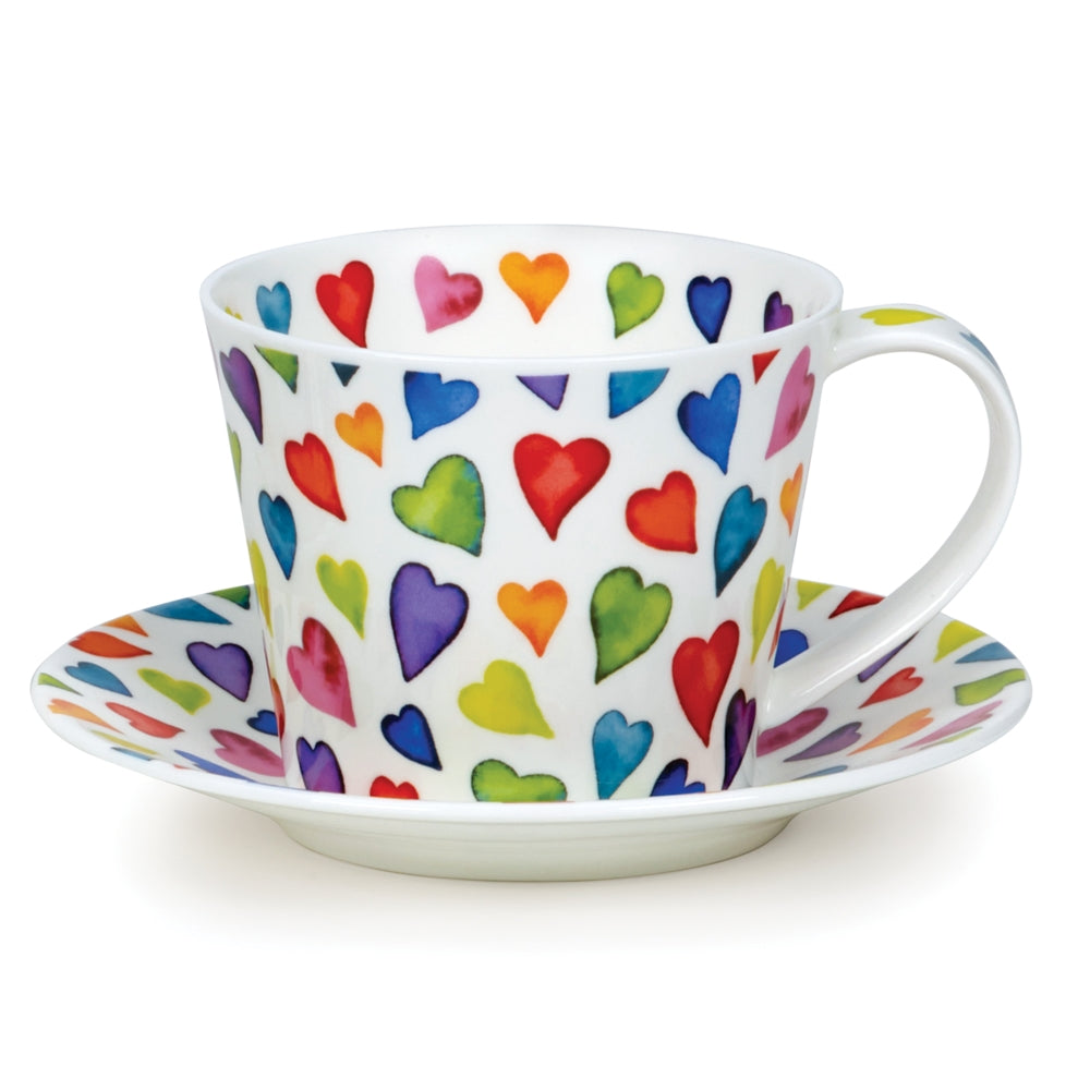 "Warm Hearts" fine bone china cup & saucer