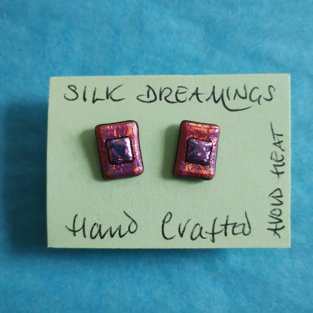Silk Dreamings square stud earrings.