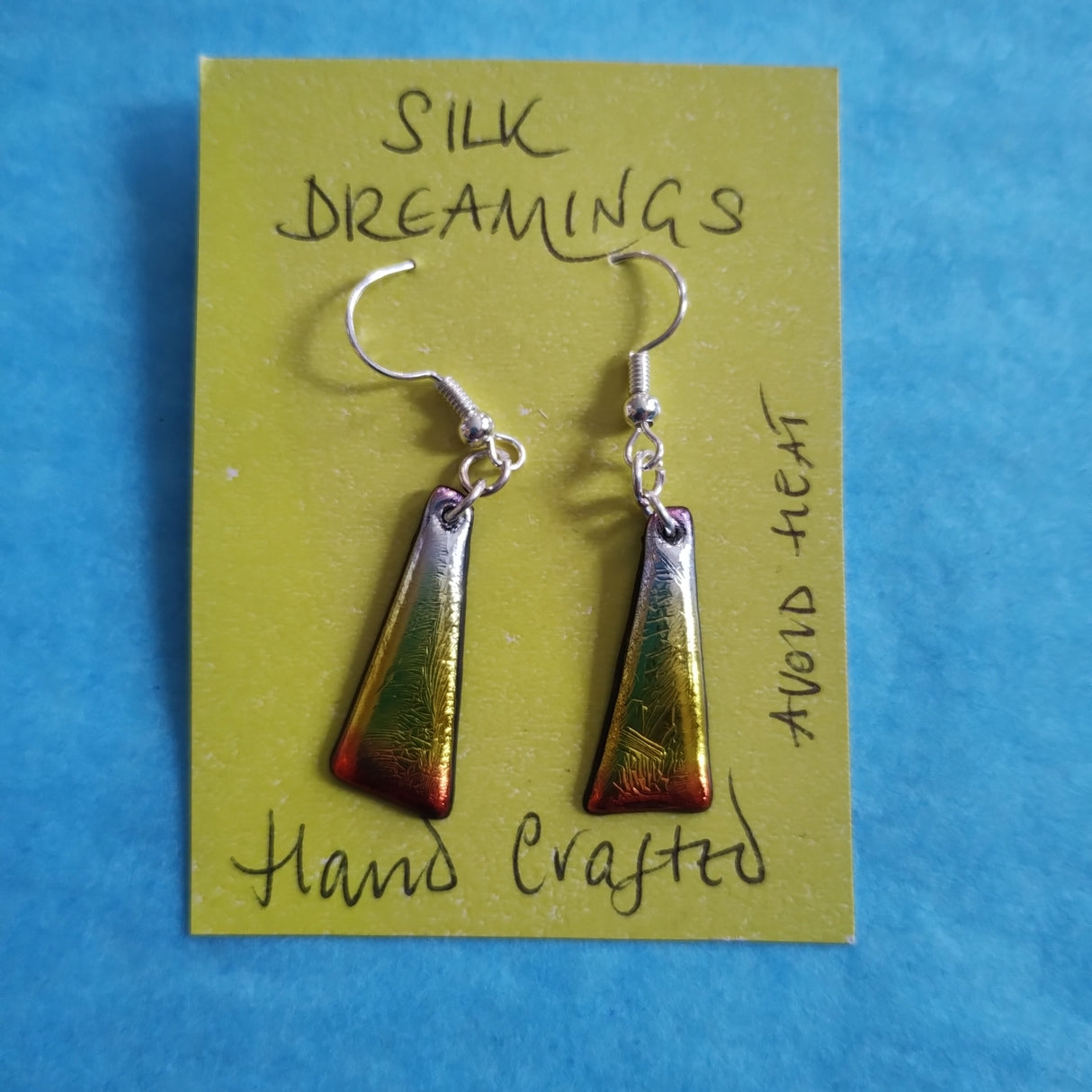 Silk Dreamings colourful drop earrings.