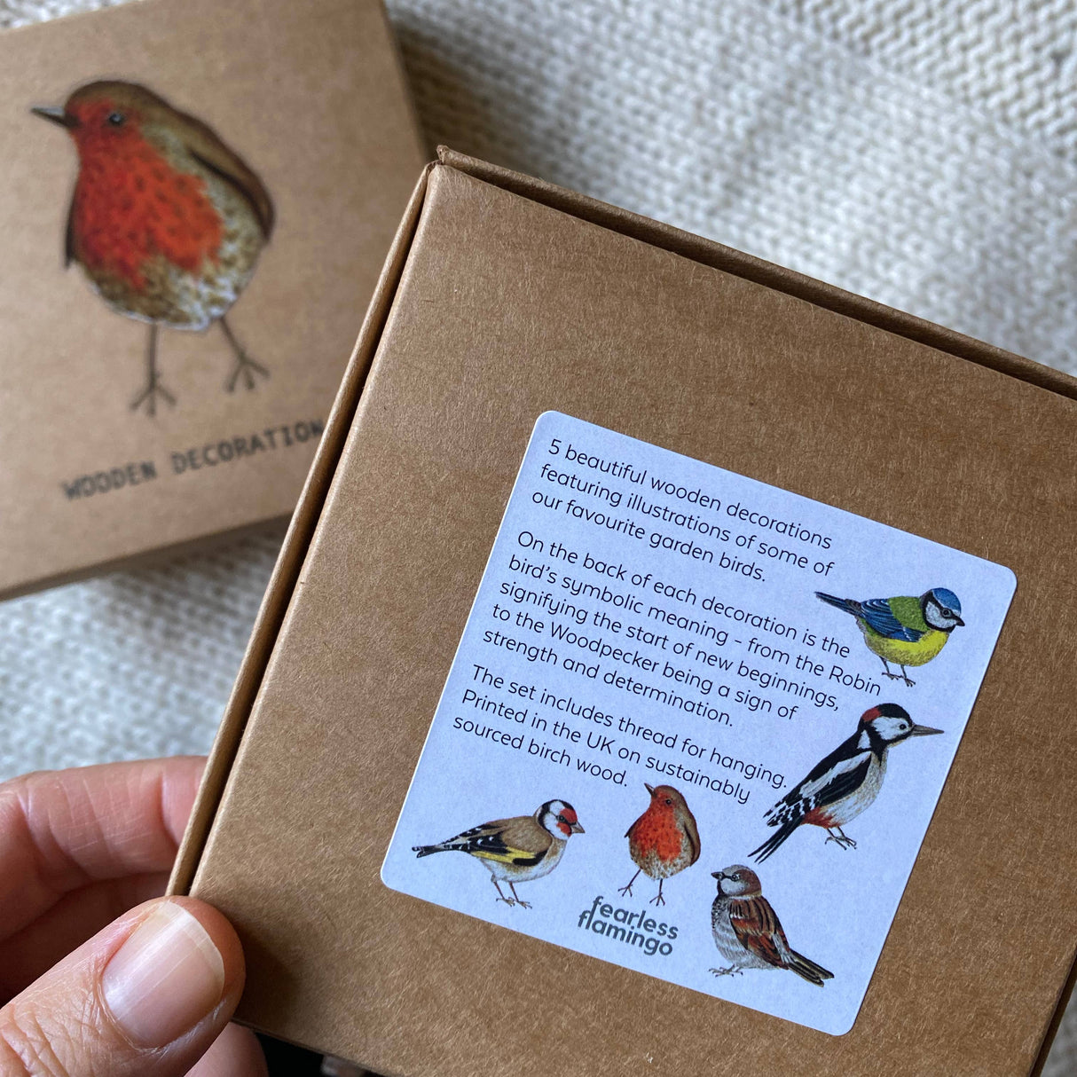 British garden bird 5 Piece Wooden Decoration Gift Set