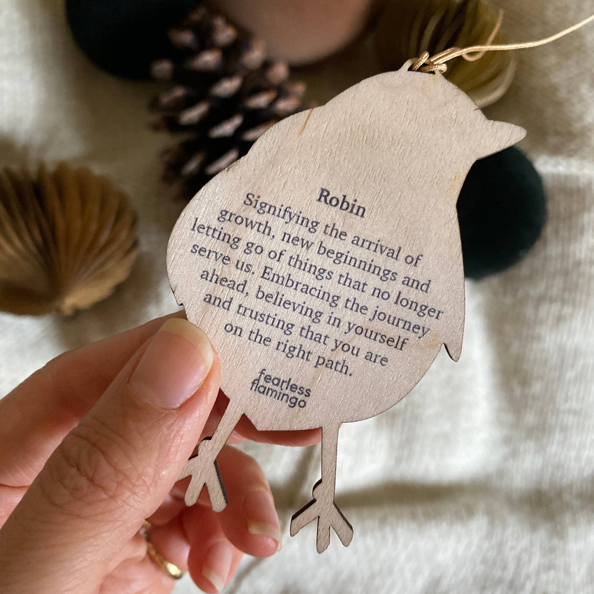 Robin garden bird wooden Christmas & Easter tree decoration