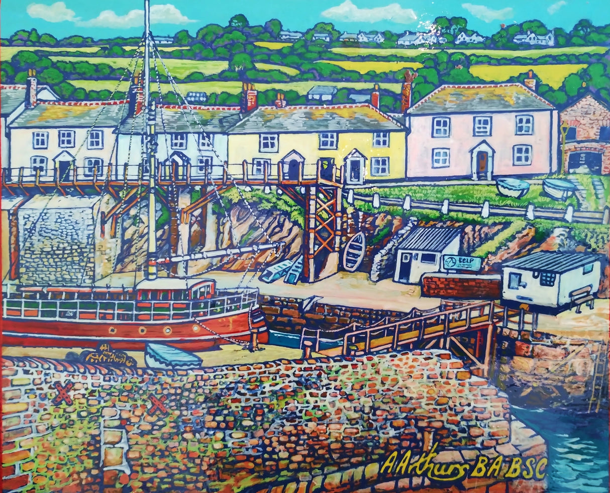 "Quay Road Cottages, Charlestown Harbour" by Alan Arthurs (com)
