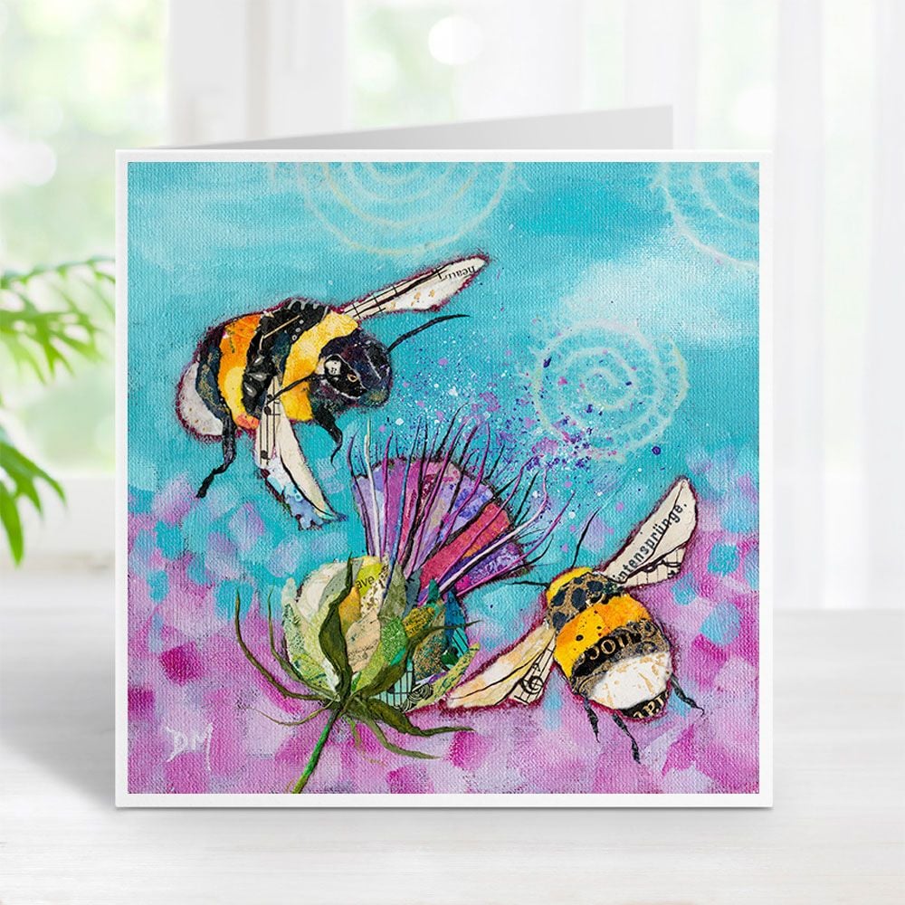 "Bees and Thistle" card by Dawn Maciocia