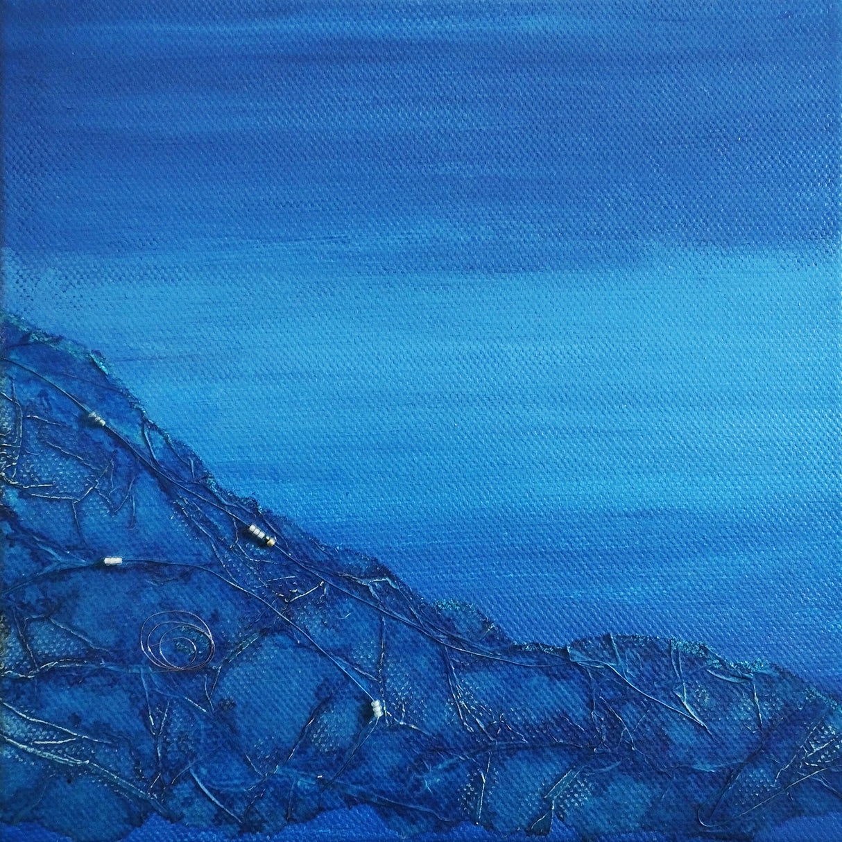 "Big Blue III" mixed media canvas by Linda Flynn