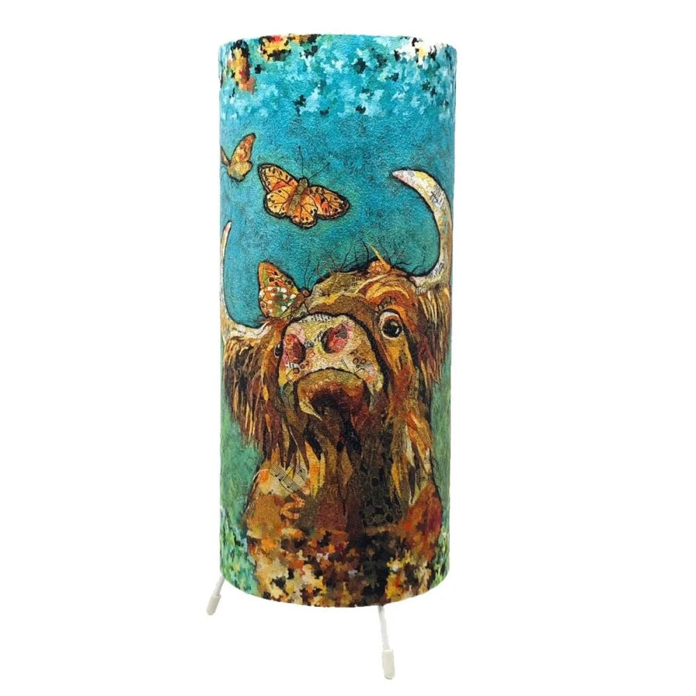 "Buttercoo" Highland Cow Cylinder Lamp by Dawn Maciocia