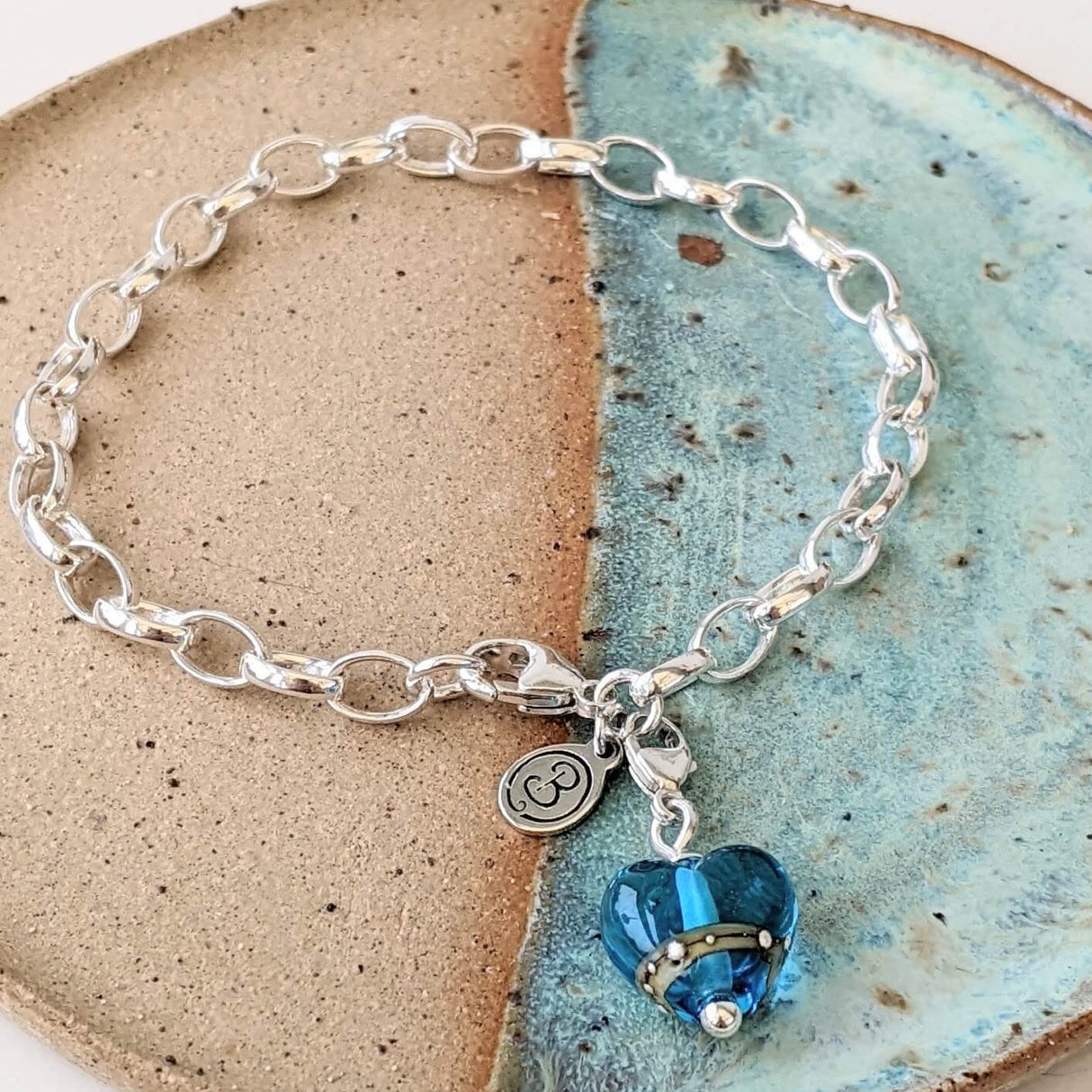 Deep Blue Sea Charm Bracelet by Beach Art Glass