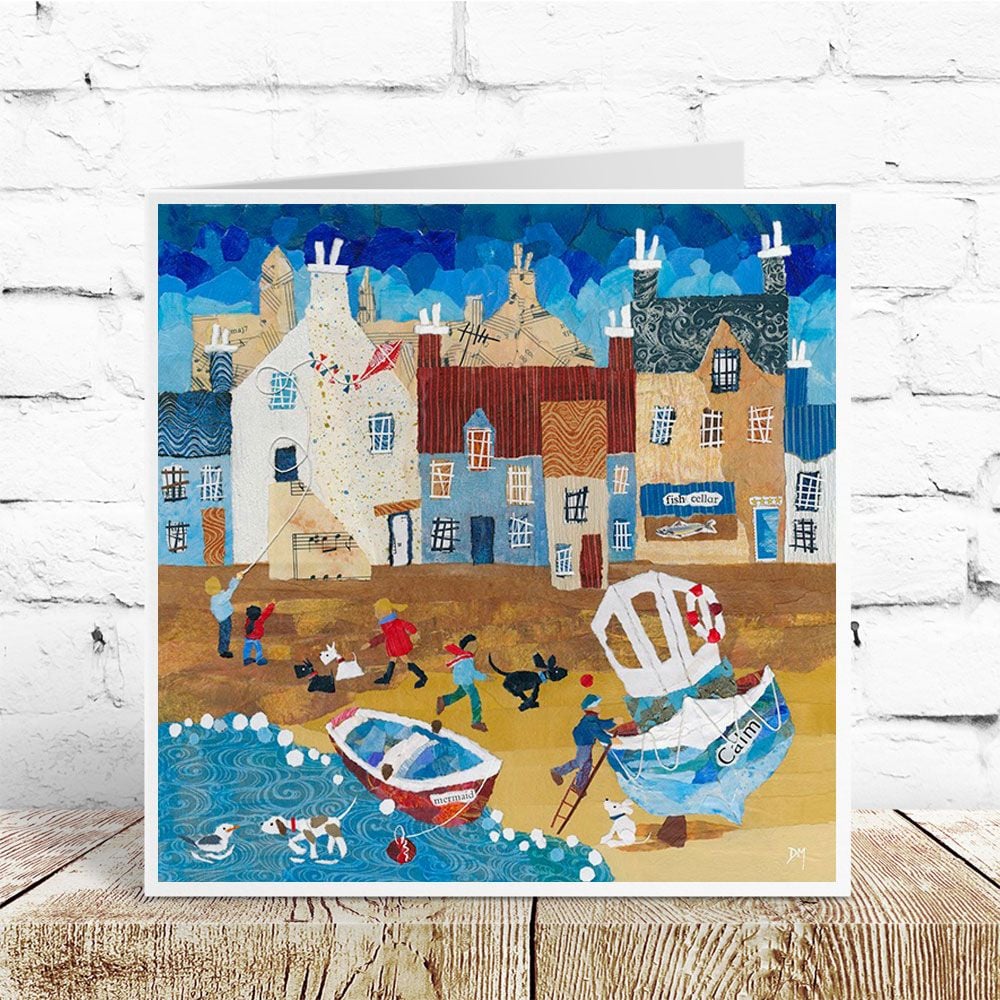 "Dogs at Blue Bay" card by Dawn Maciocia