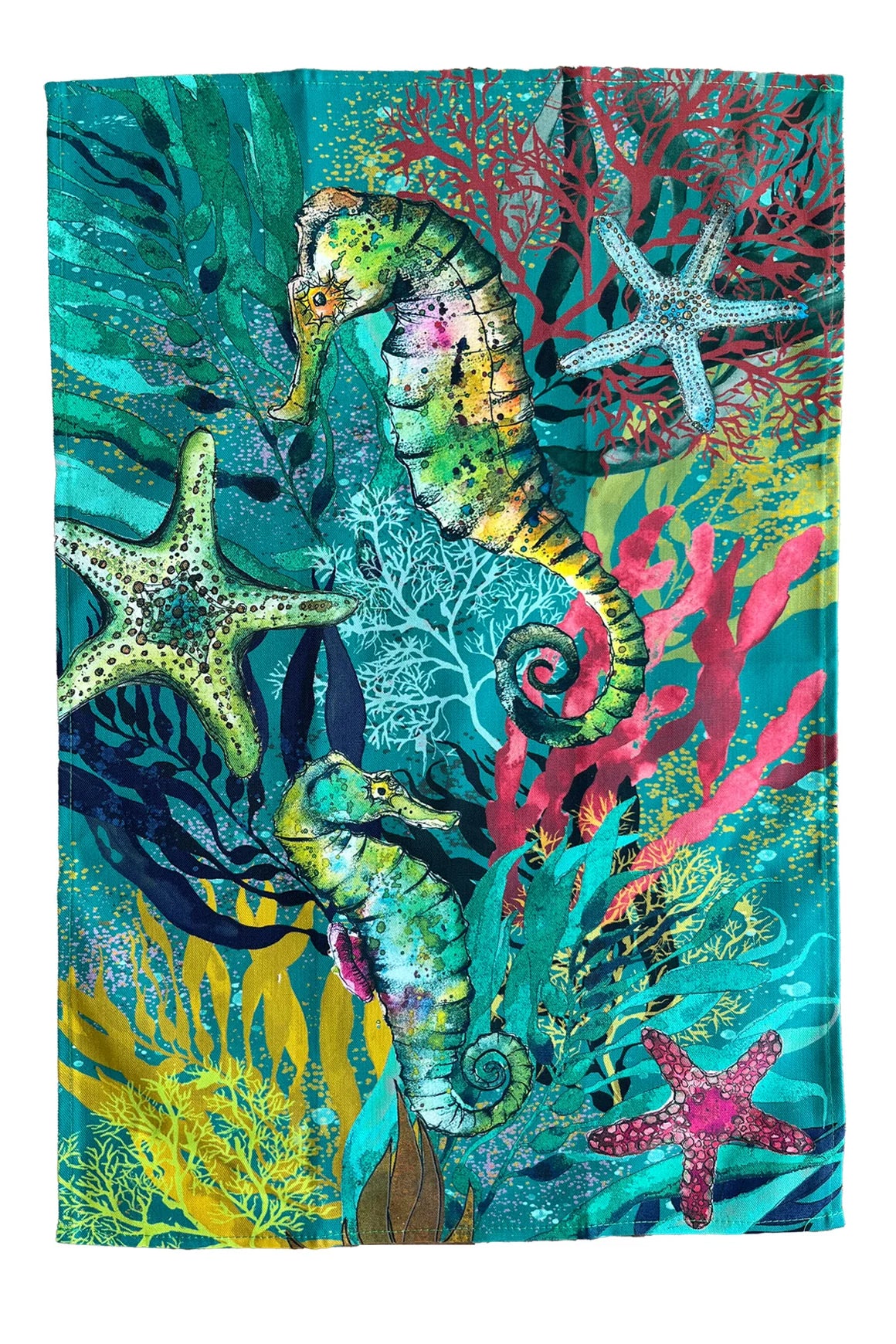 Seahorses and Starfish tea towel