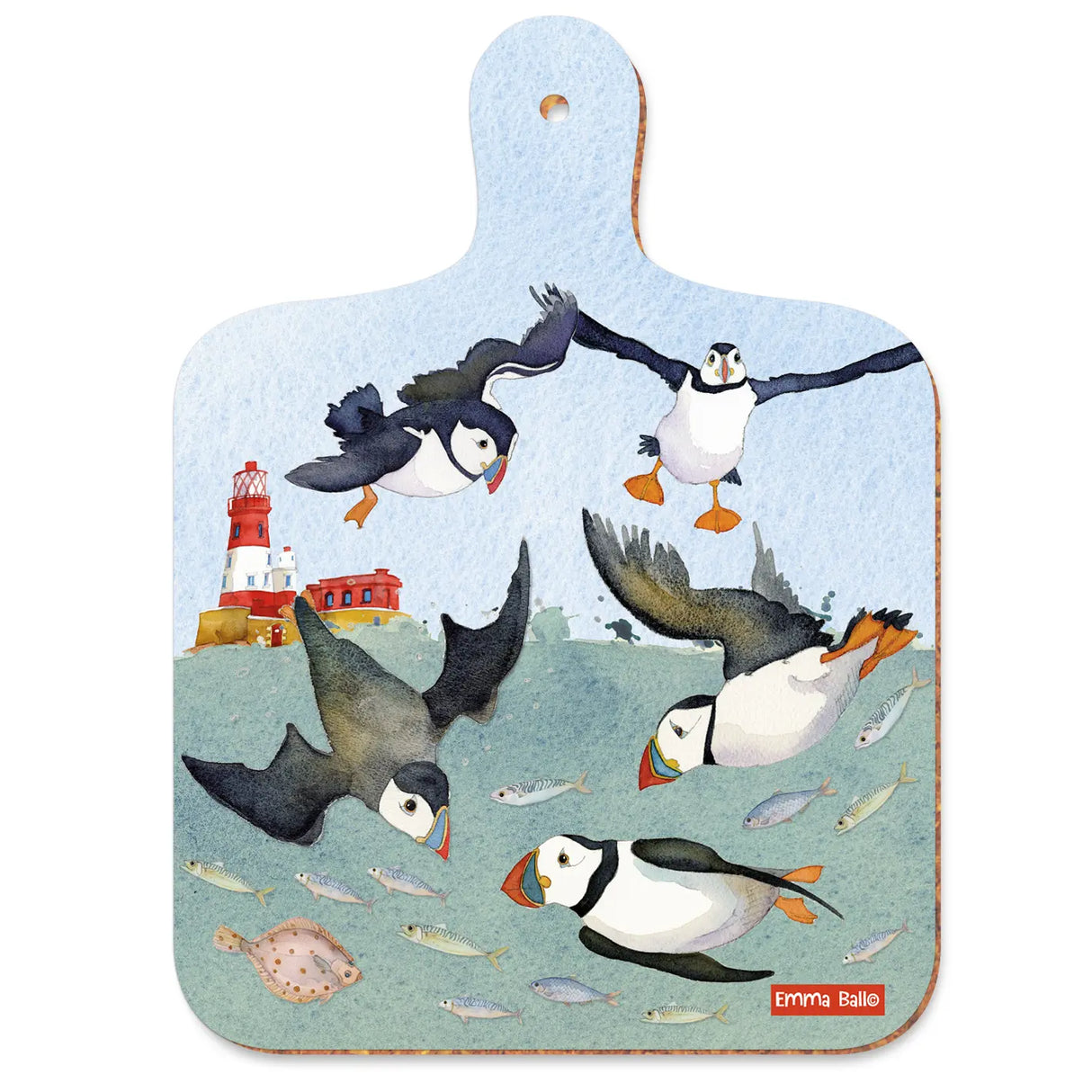 Emma Ball Diving Puffins chopping board