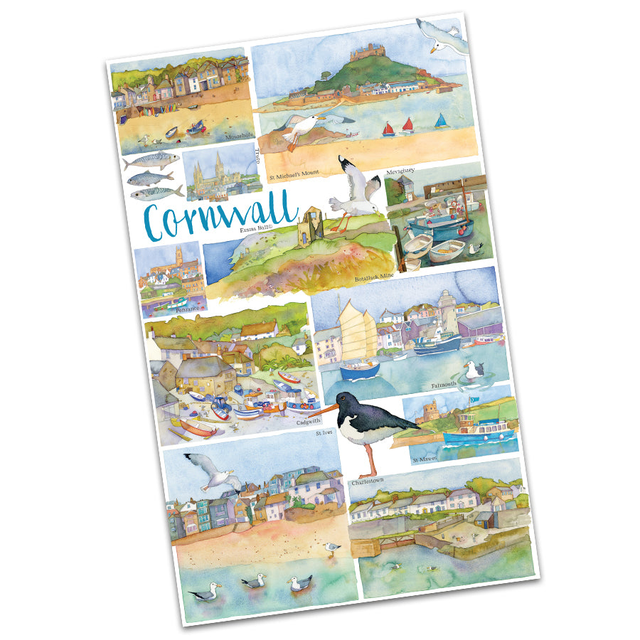 Emma Ball Cornwall tea towel NEW