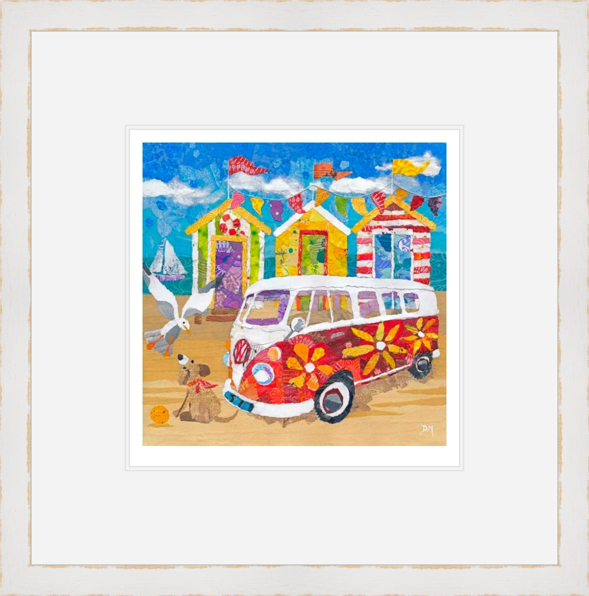 "Hippy Campervan on the Beach" limited edition print by Dawn Maciocia