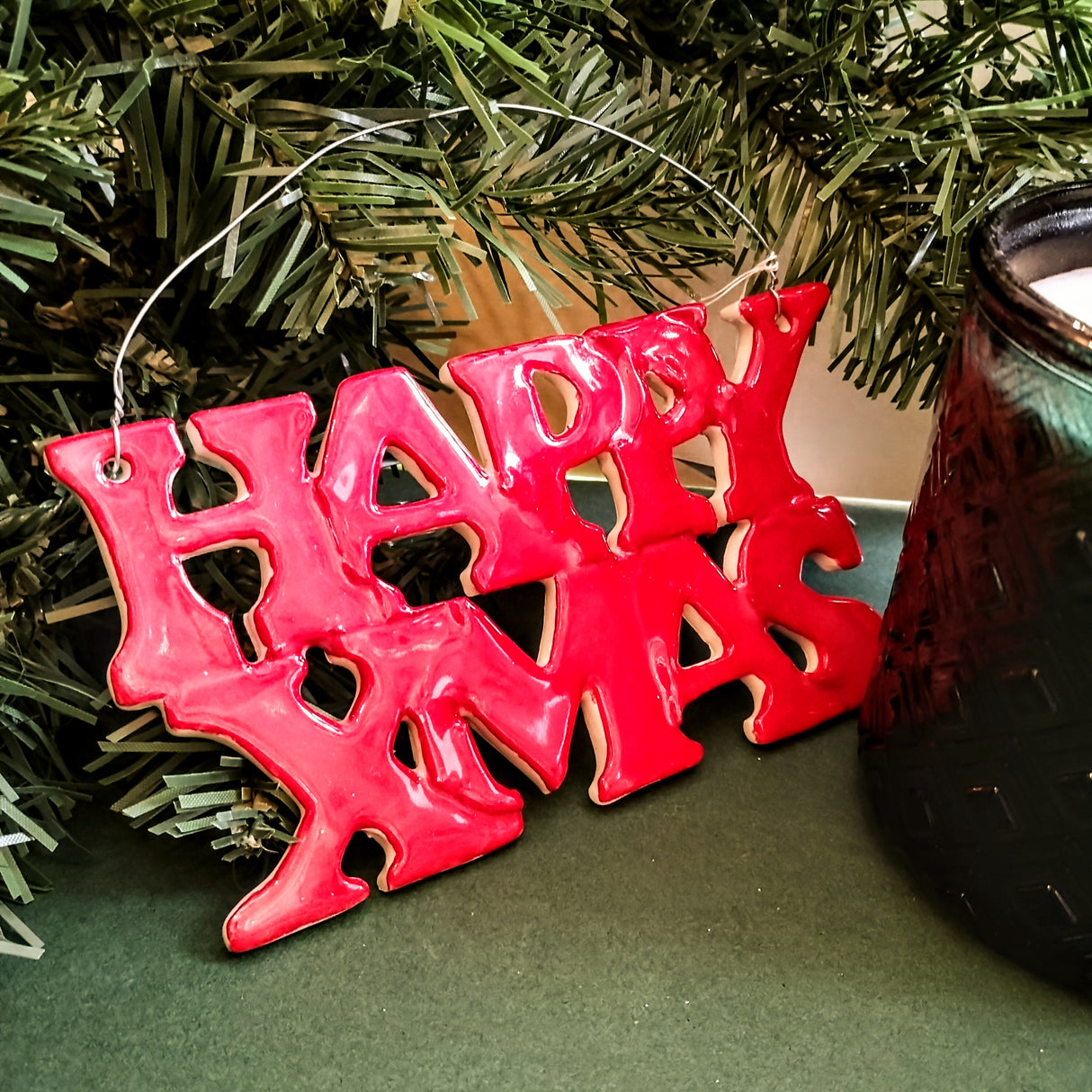 "Happy Xmas" ceramic decoration