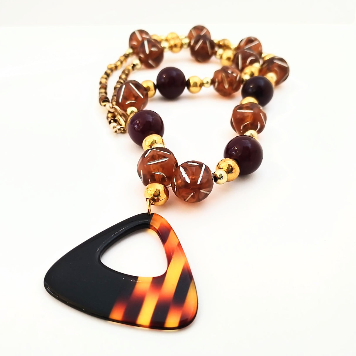 Vintage beads necklace in autumn shades by Margaret Gould (com)