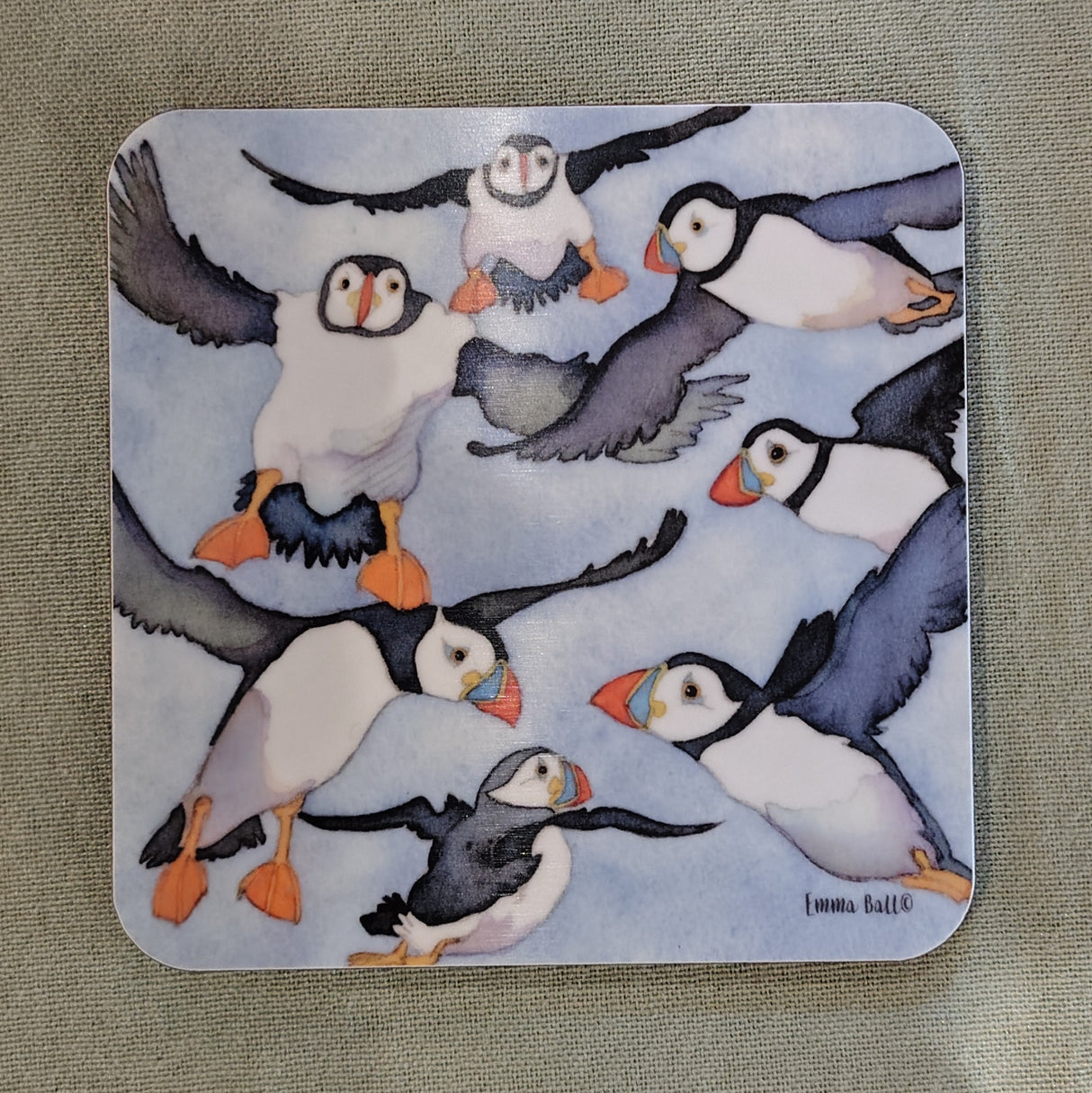 Emma Ball Lots of Puffins Coaster