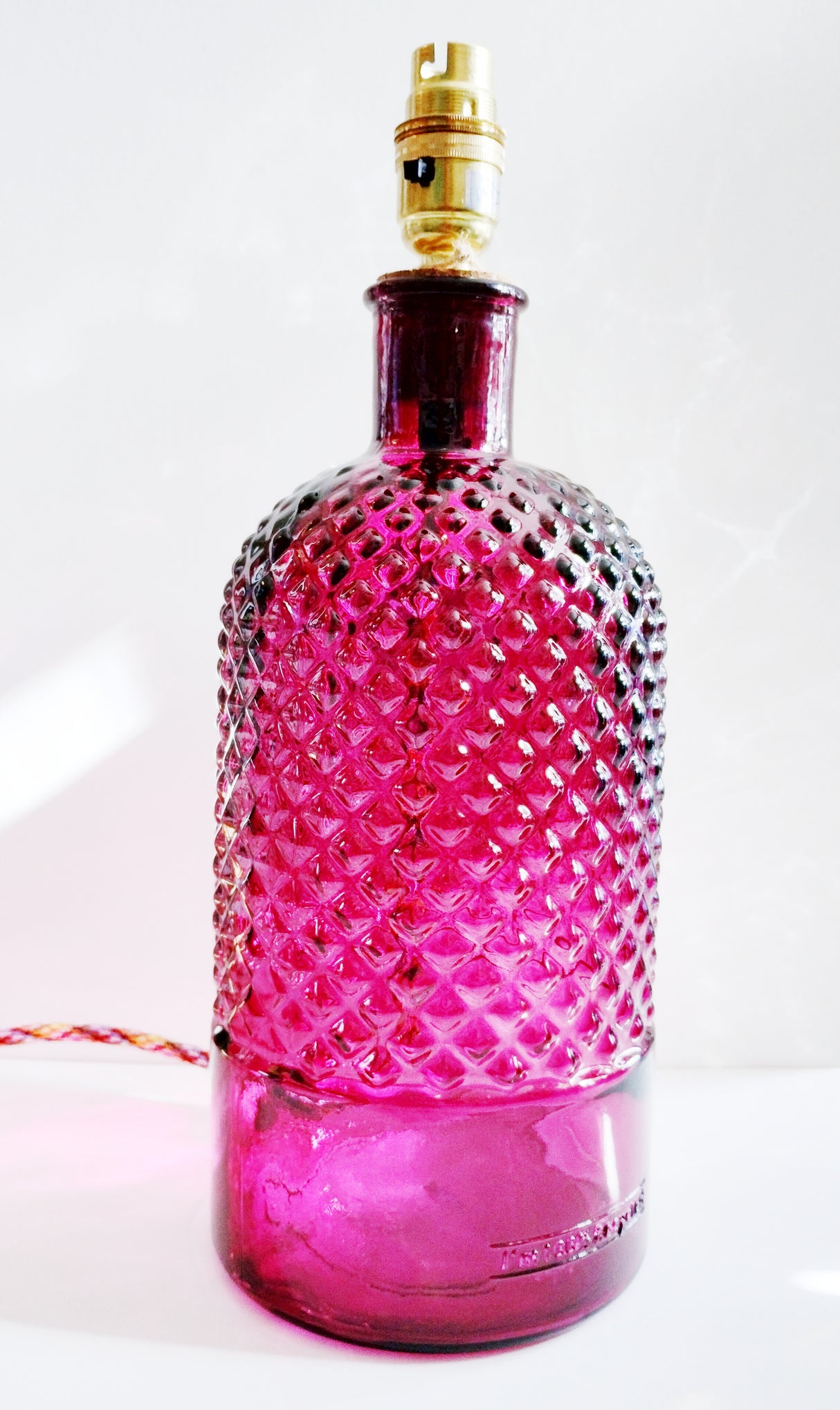 Recycled Glass Diamond Bottle Mulberry Lamp Base