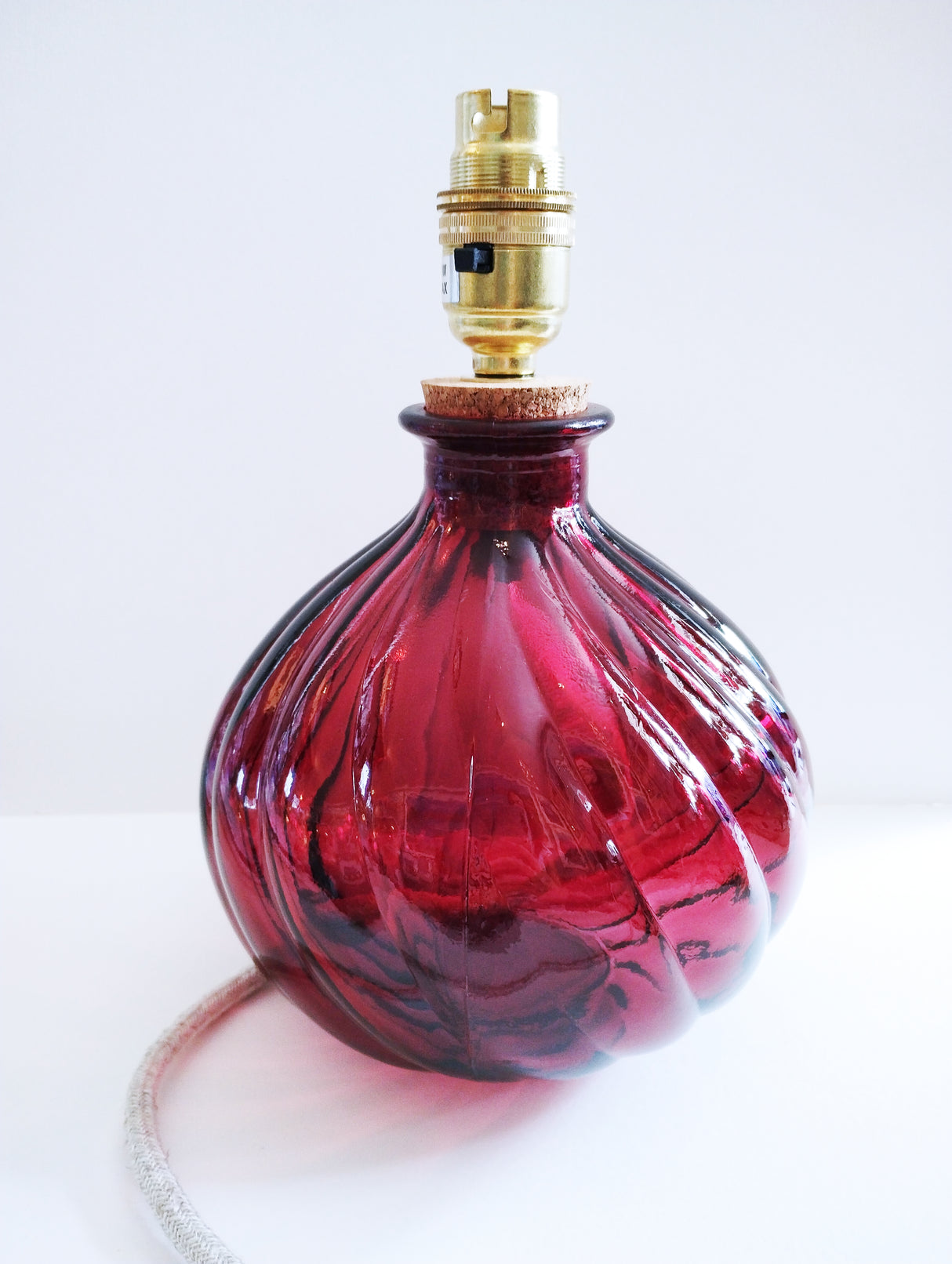 Recycled Glass Spiral Table Lamp in Cherry