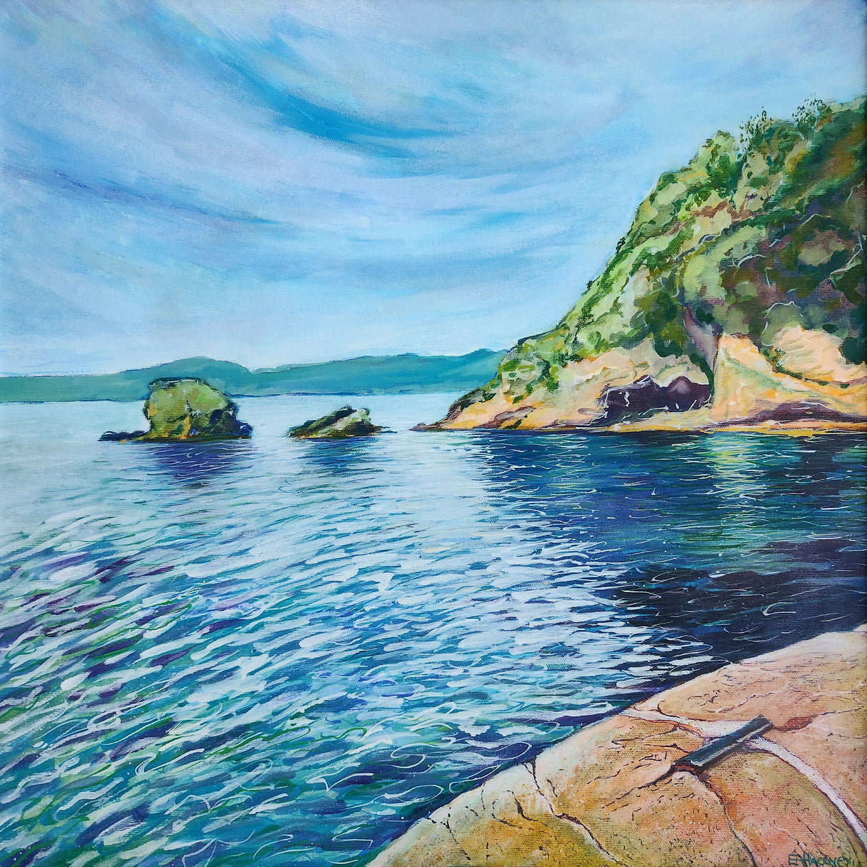 Morning Reflections, Charlestown, card by Liz Hackney