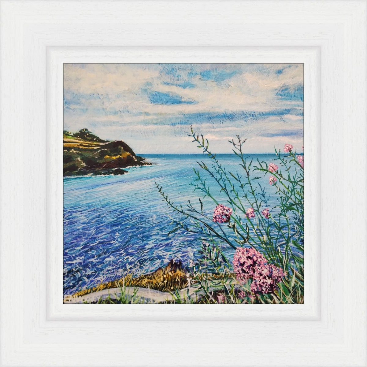 "Looking Out From St. Catherine's Castle, Fowey" original painting by Liz Hackney