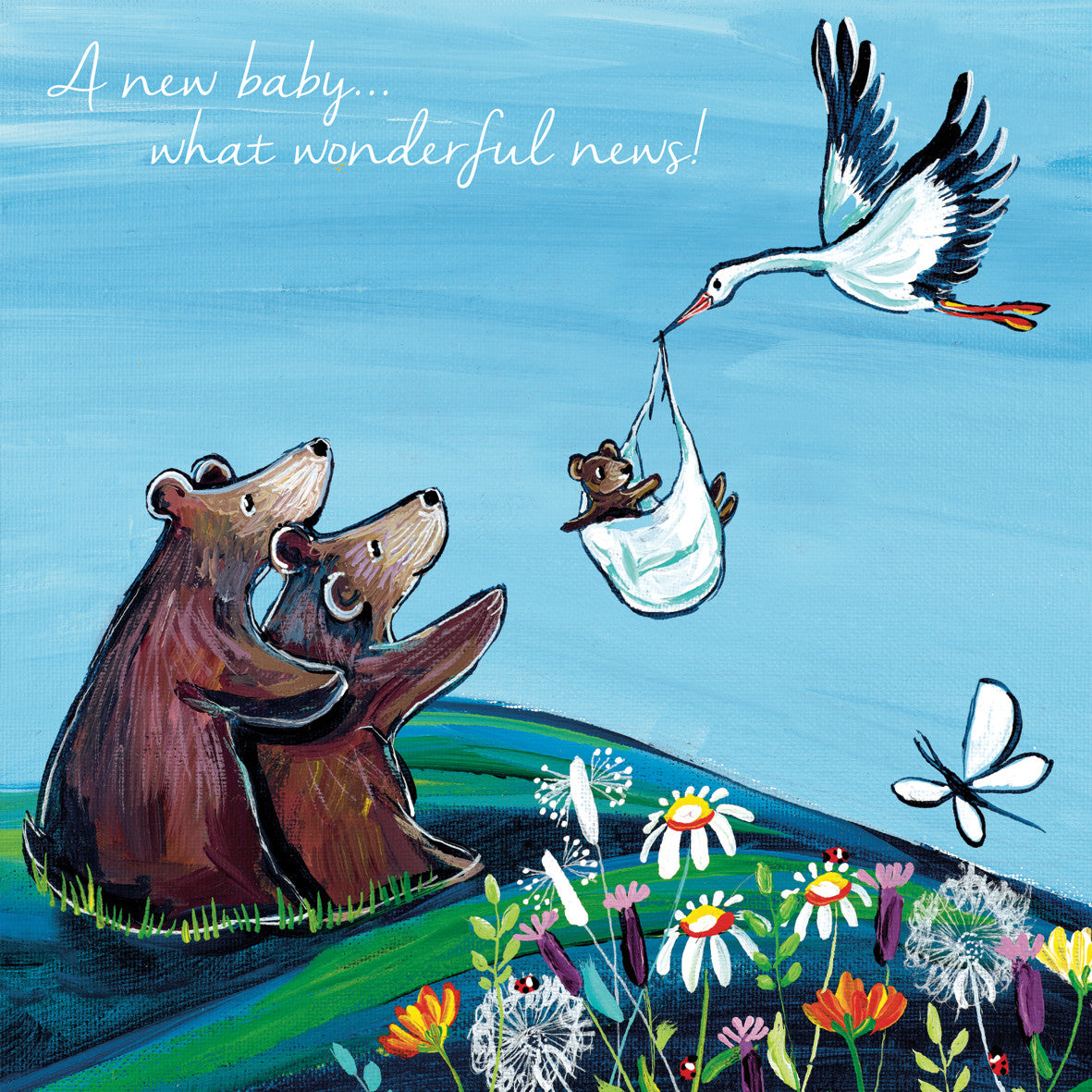 "What Wonderful News" new baby card by Kate Andrew