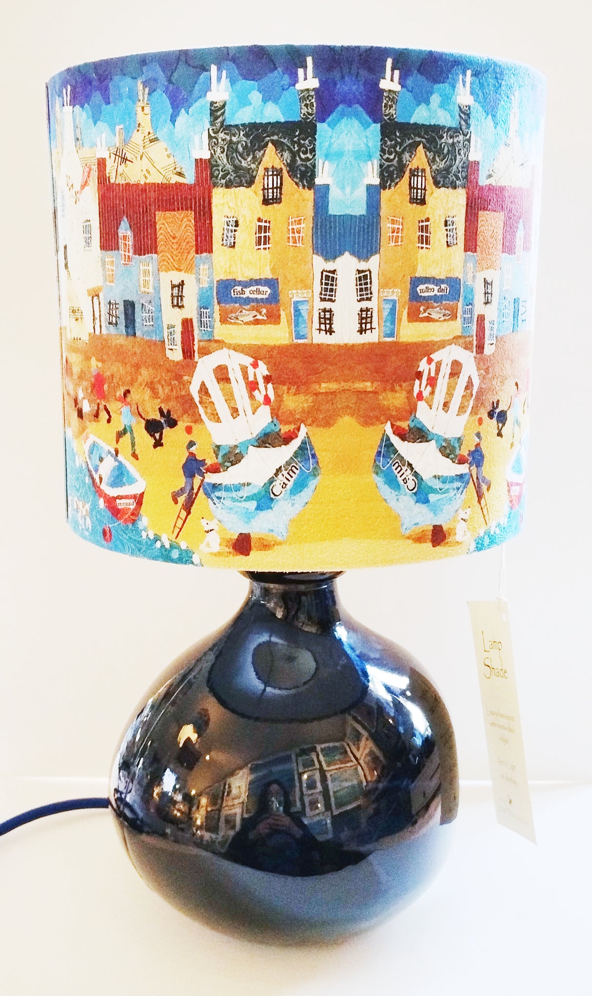 Petrol blue recycled blown glass lamp base