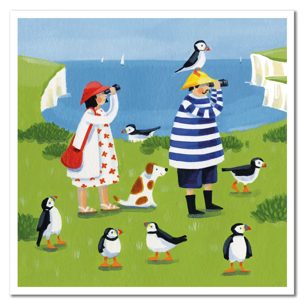 Puffin Watching card by Claire Henley