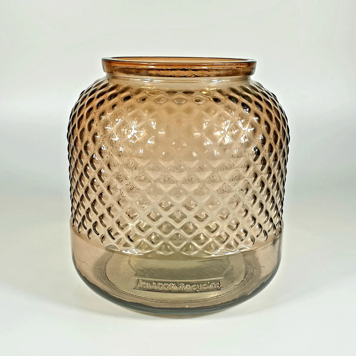 Recycled Glass "Diamond" Vase in taupe