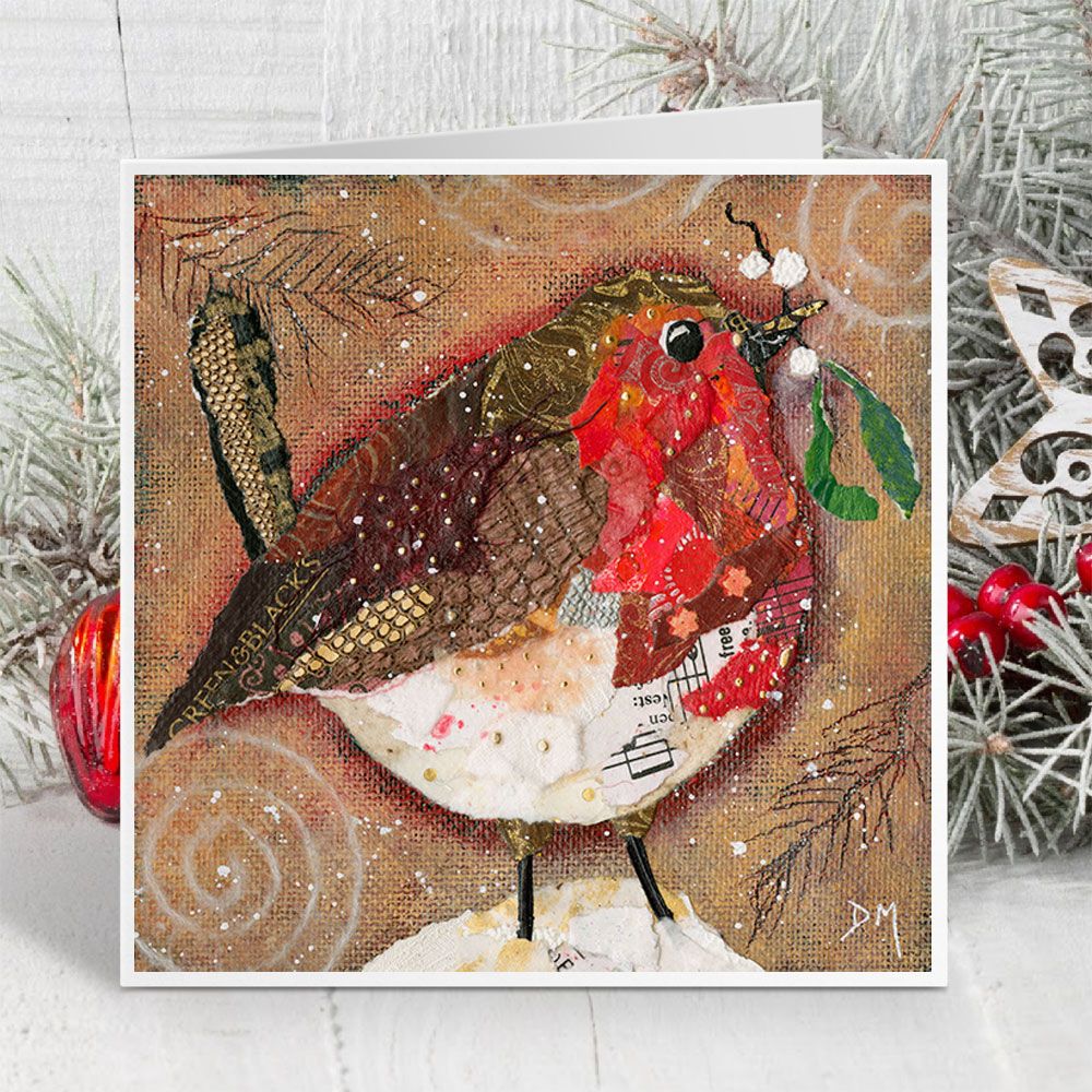 "Robin & Mistletoe" card by Dawn Maciocia