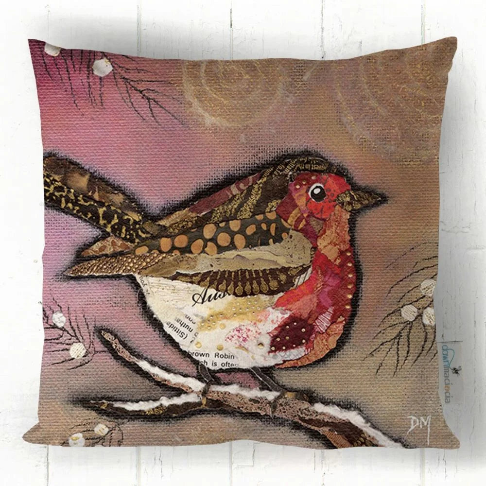 "Robin on Blush" faux suede cushion