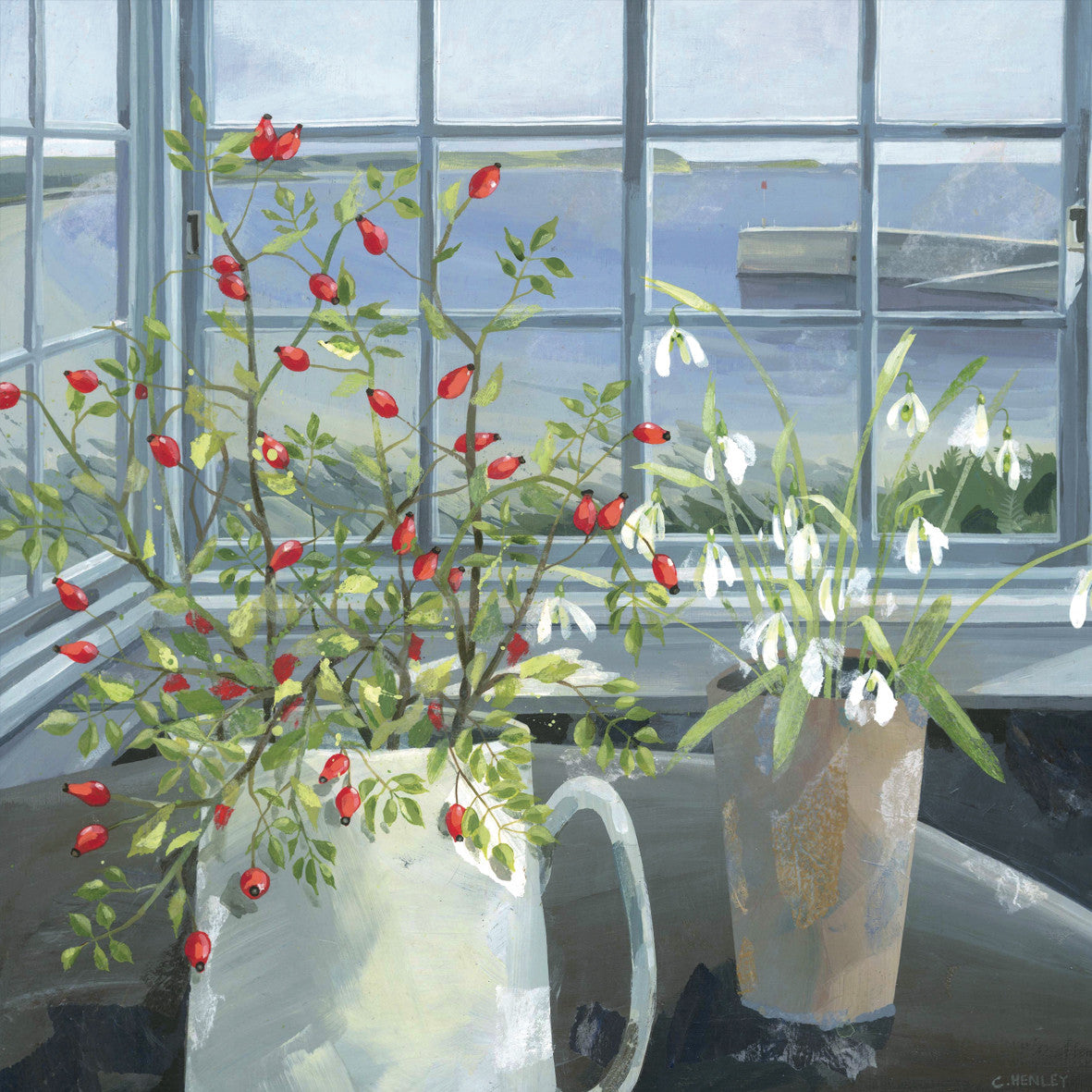 "Rose Hips & Snowdrops" Claire Henley Card