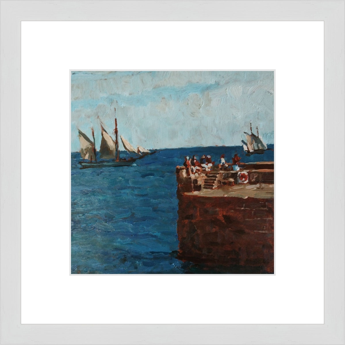 "Sail Watchers at Charlestown Harbour" original painting by David Axtell (COM)