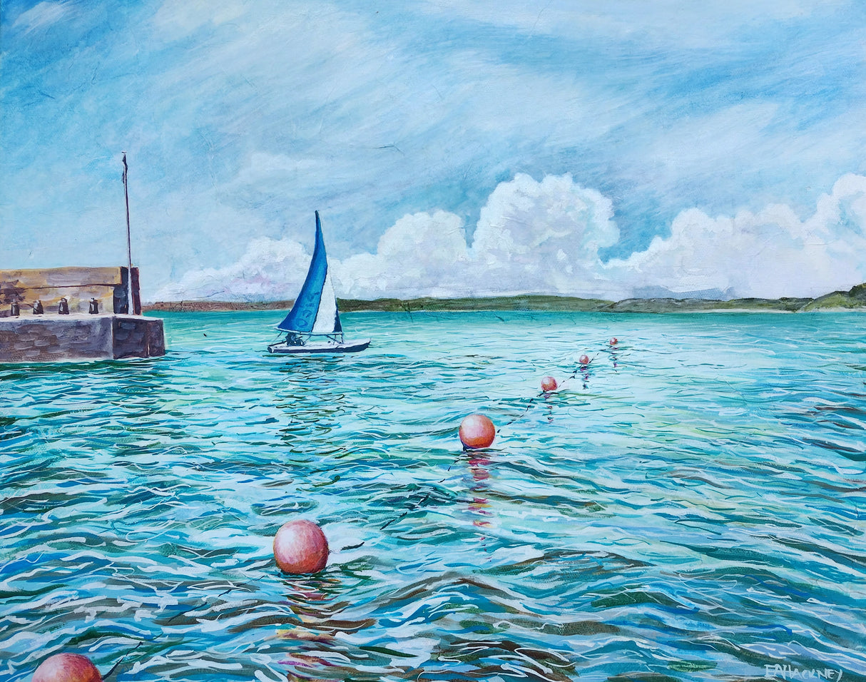 "Sailing off Polkerris" original painting by Liz Hackney