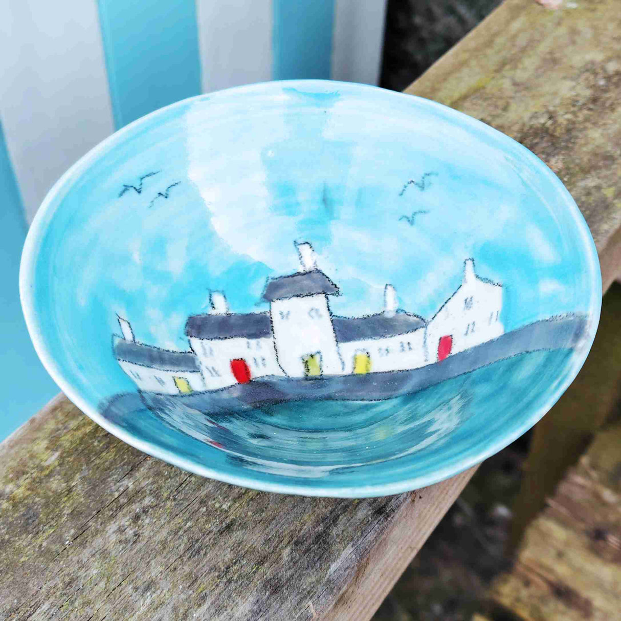 Seaside Cottage bowl by Wellydog Ceramics COM