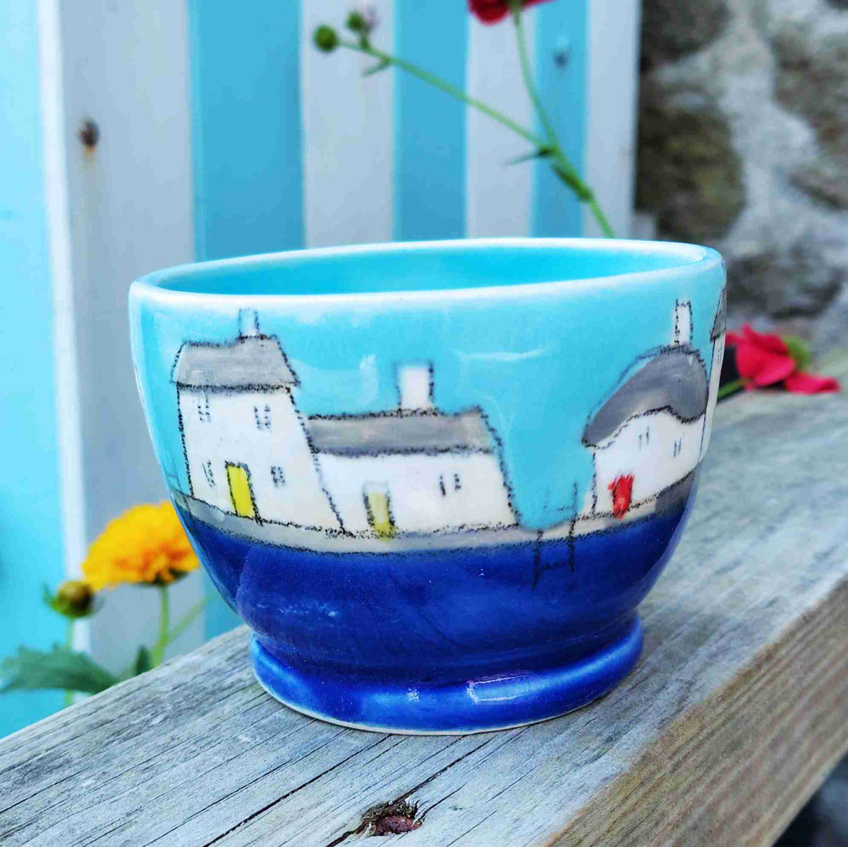 Seaside Cottage small ceramic bowl by Wellydog Ceramics