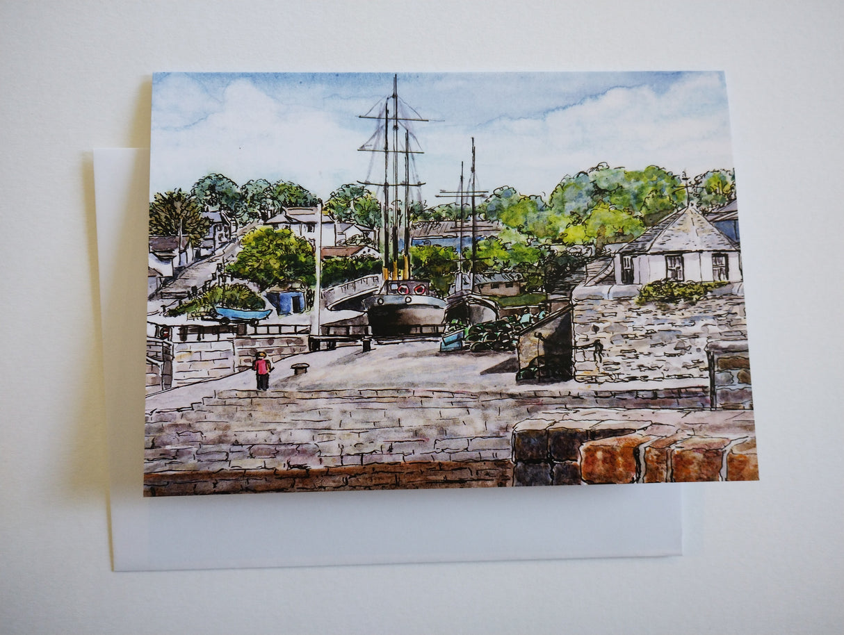 Tall Ships at Charlestown Harbour, card by Susan Cooper.