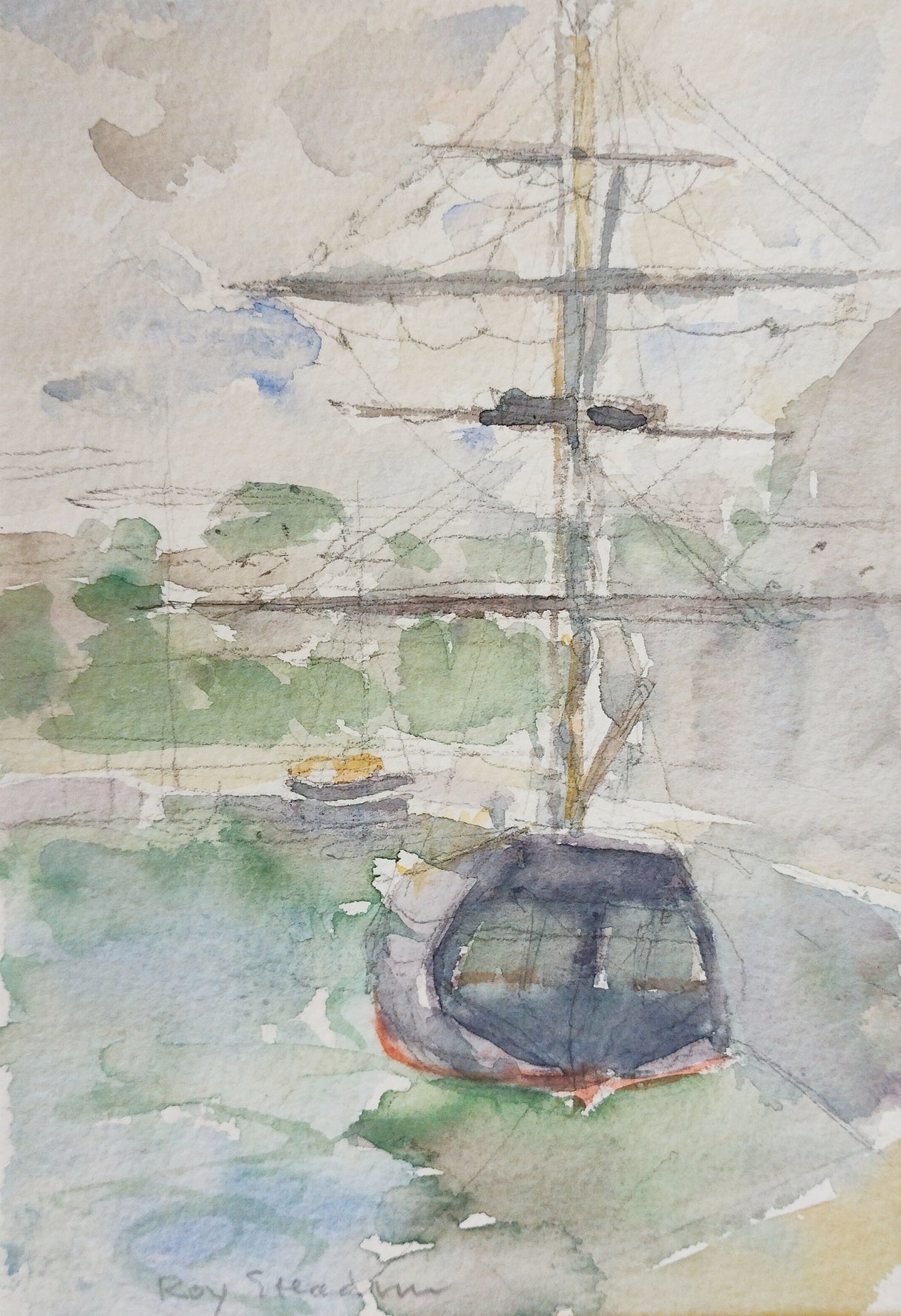 "Tall Ships Moored Up in Charlestown Harbour" by Roy Steadman