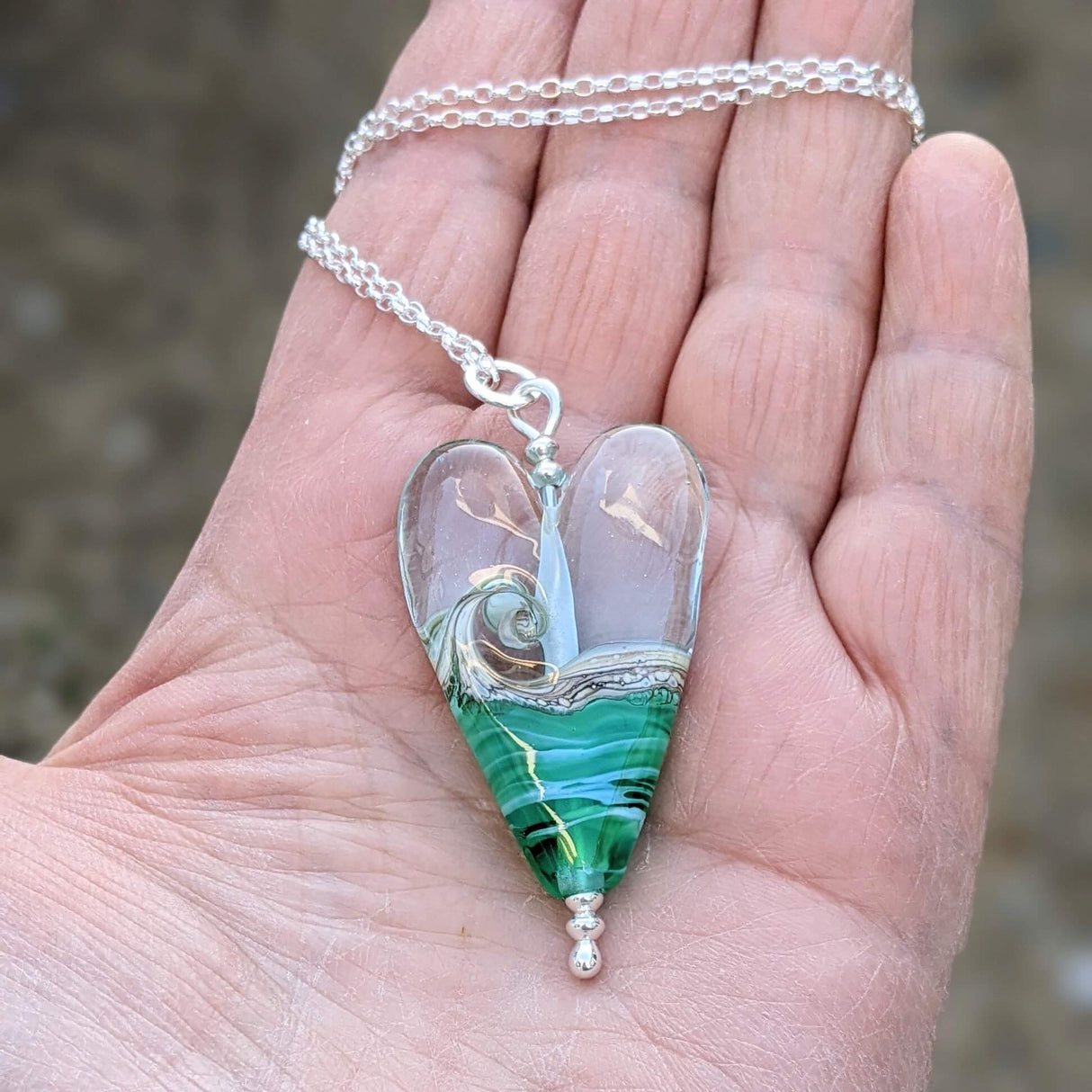 Turning Tides Long Heart pendant