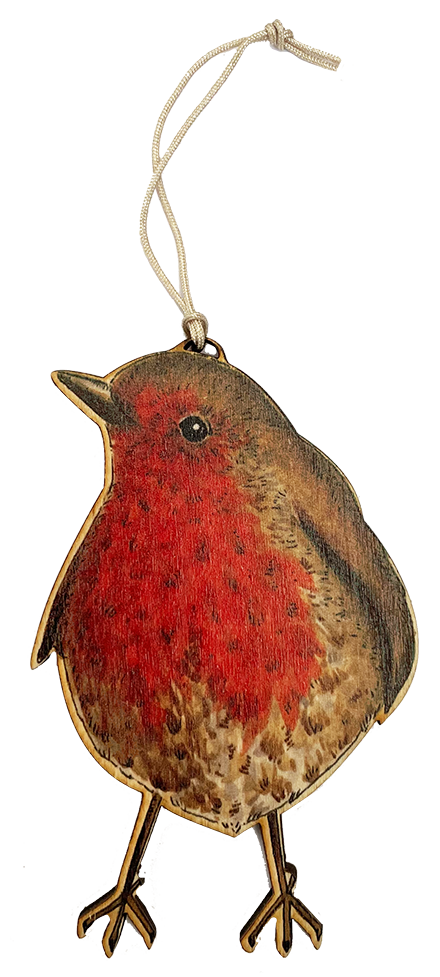 Robin garden bird wooden Christmas & Easter tree decoration