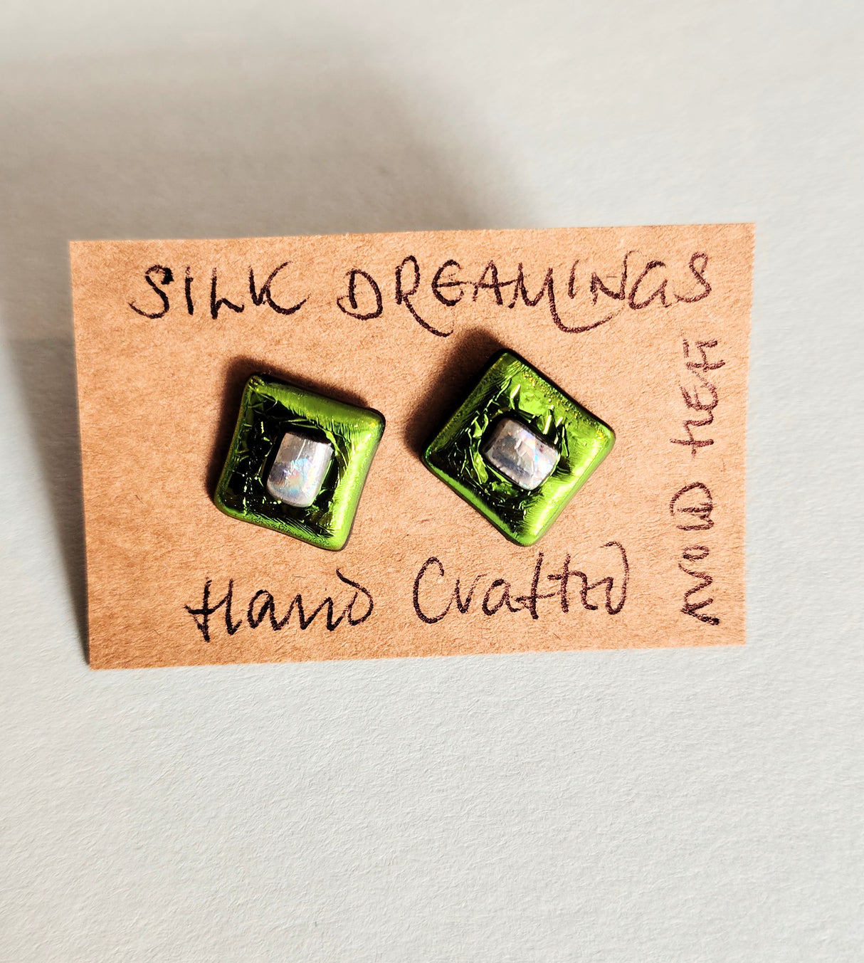 Silk Dreamings square stud earrings.