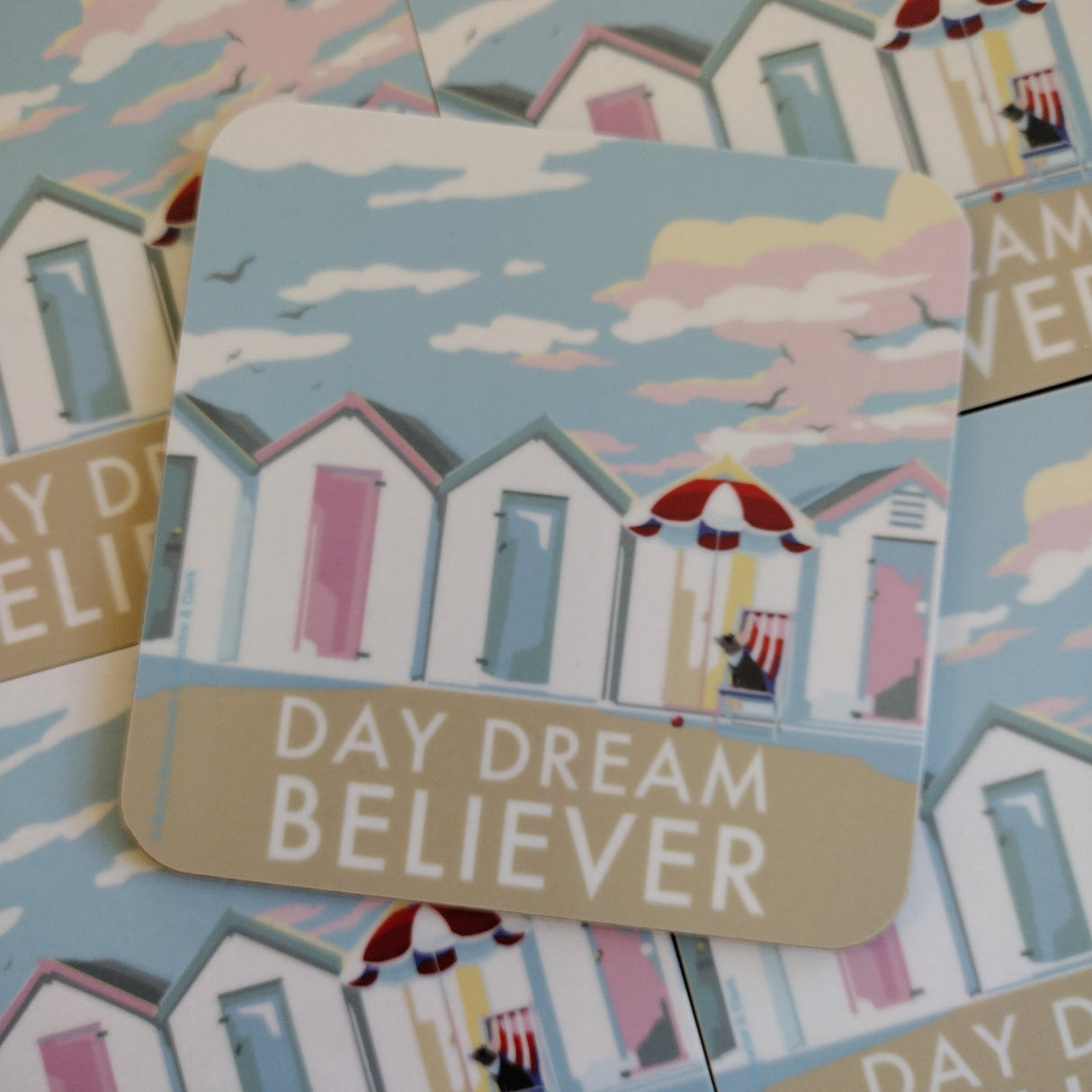 Day Dream Believer, beach huts coaster