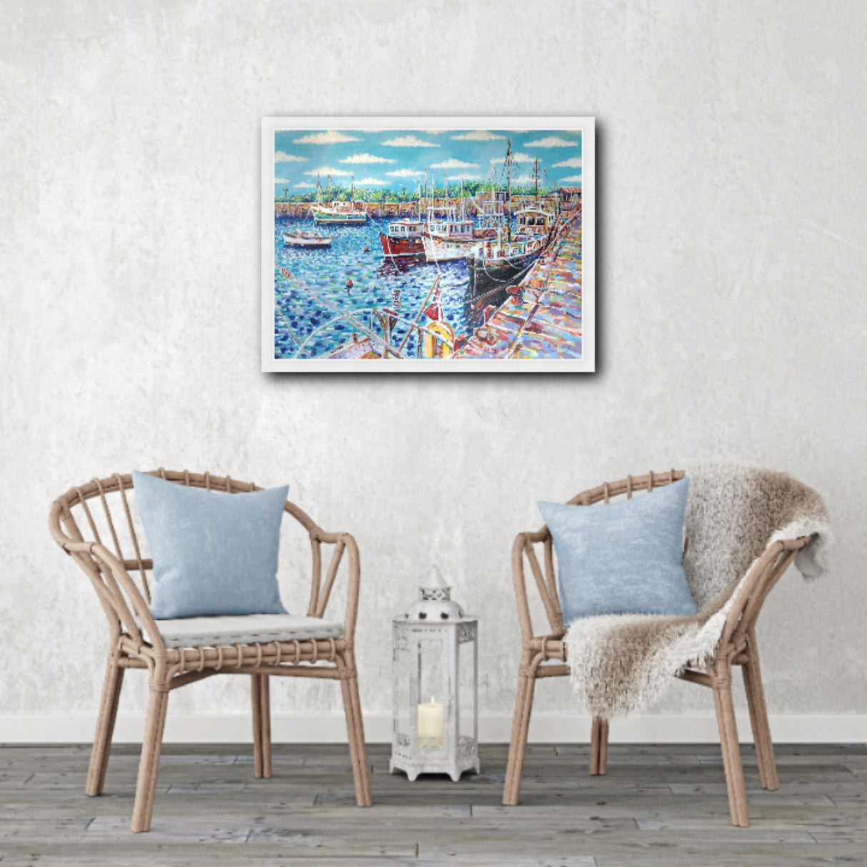 Padstow Fishing Boats, original painting by Paul Clark