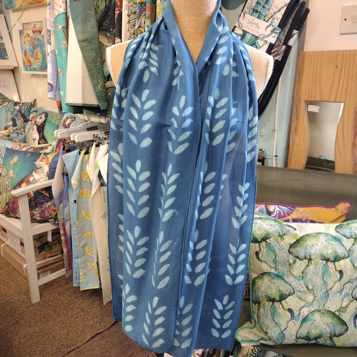 Janet Croome Cornish Clay, Cloth and Indigo Silk Scarf