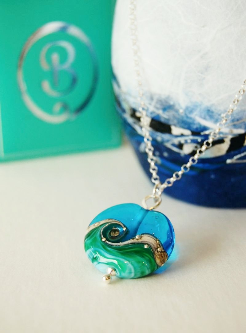 Deep Blue Sea Large Lentil pendant