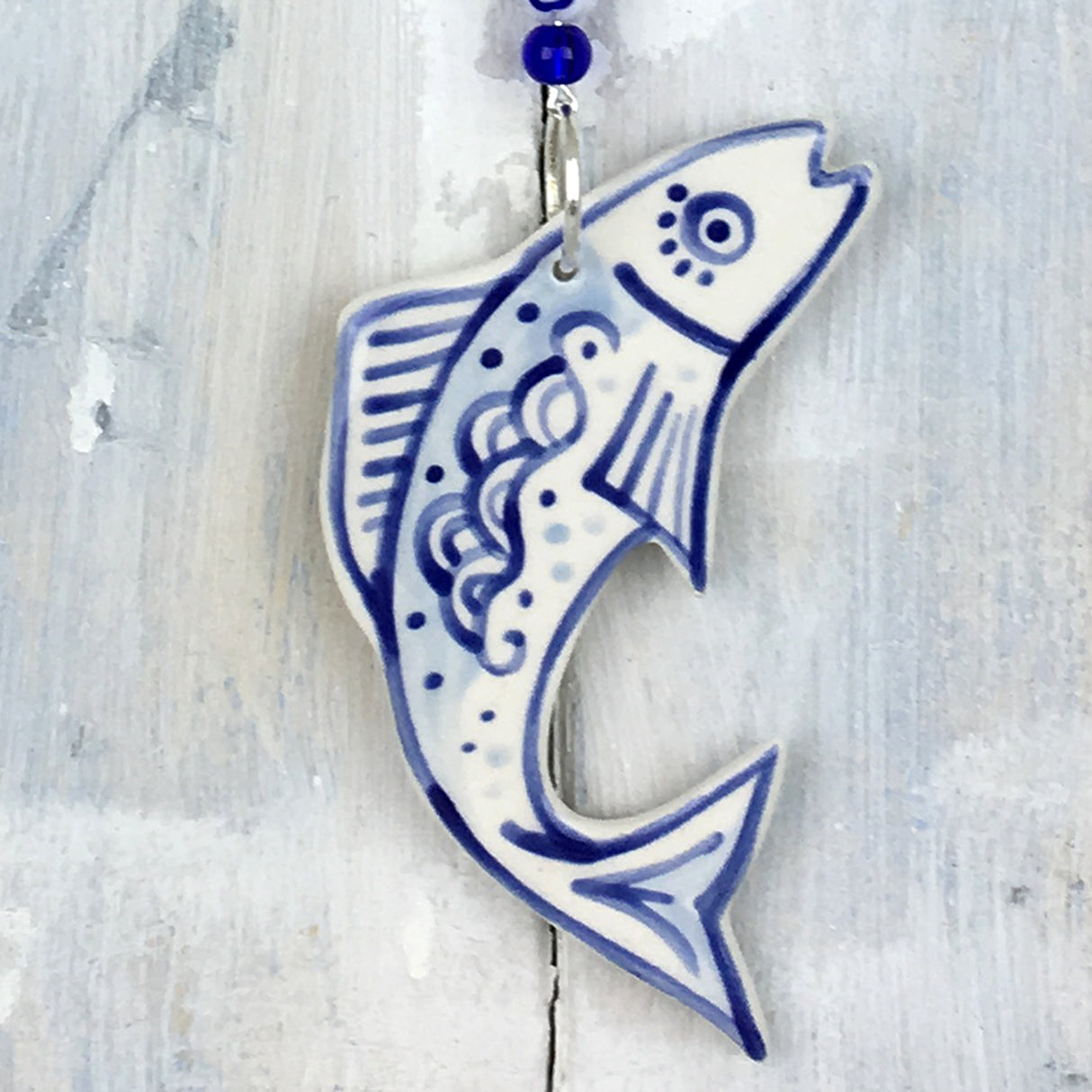Handmade blue fish decoration