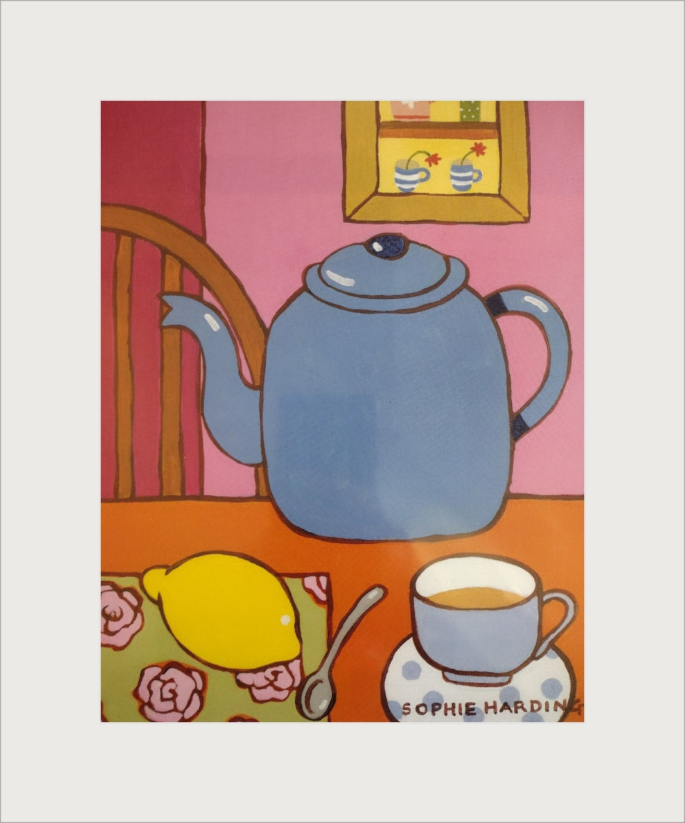 Blue Tea Pot print by Sophie Harding