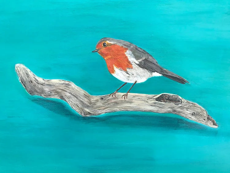 "Robin On Driftwood" print by Claire London