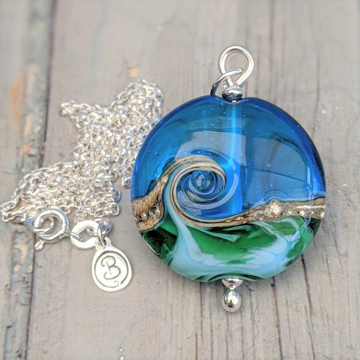 Deep Blue Sea Large Lentil pendant