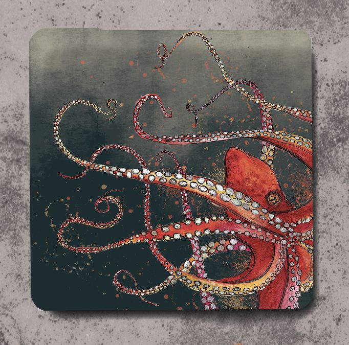 Red Octopus coaster