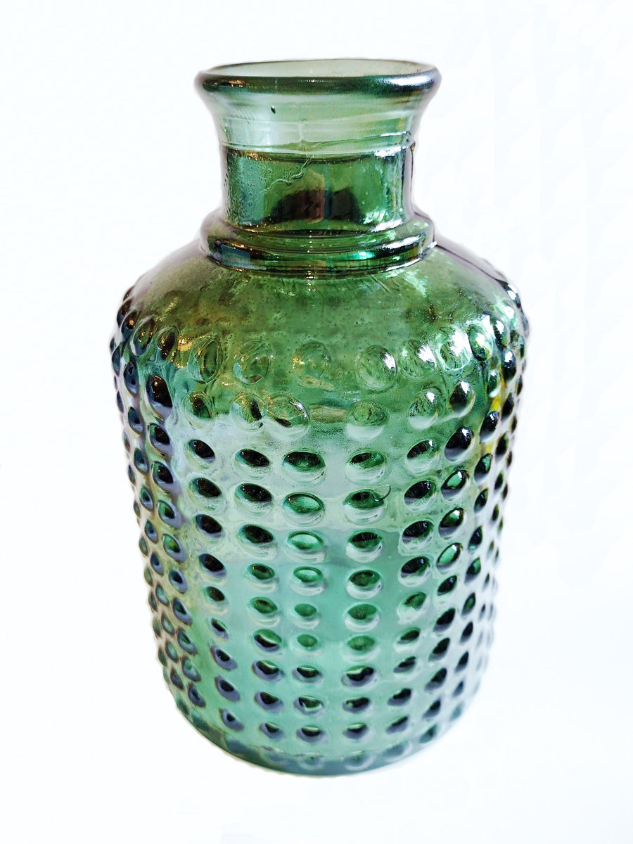 Green Recycled Glass Bubble Bottle Vase Atishoo Gallery