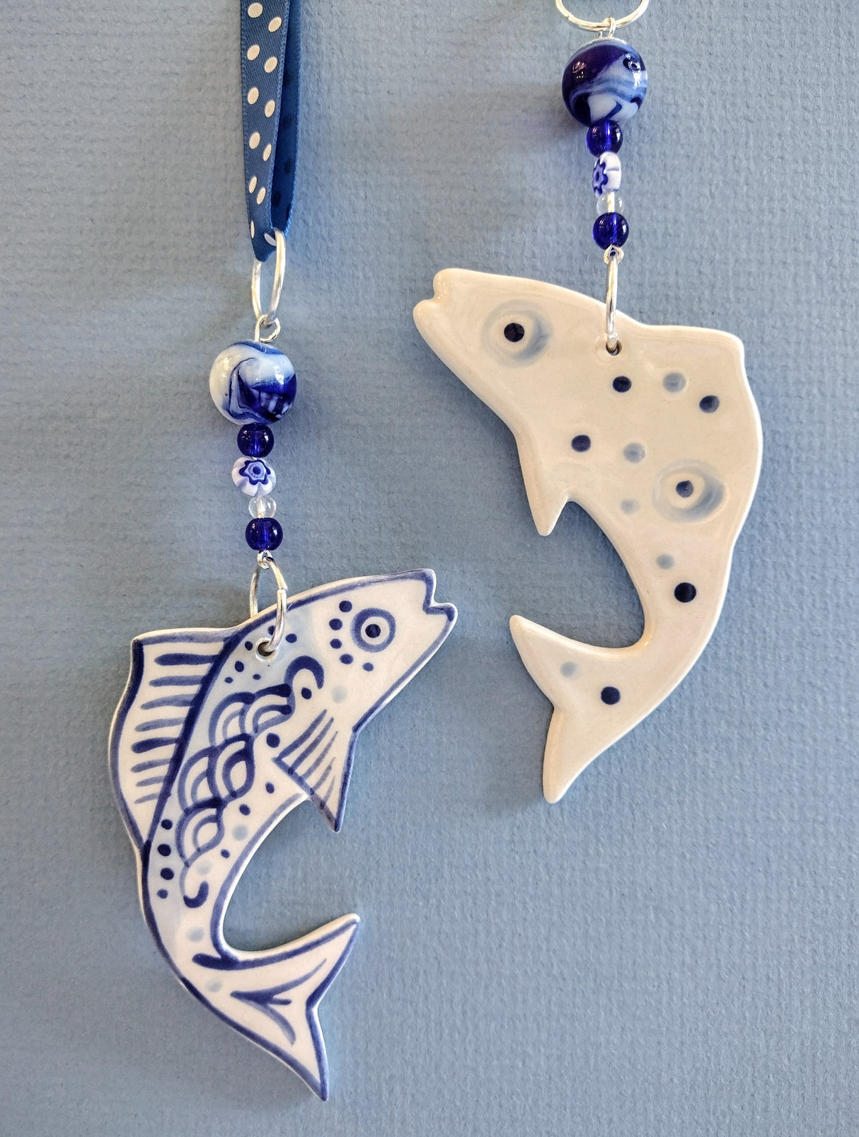 Handmade blue fish decoration