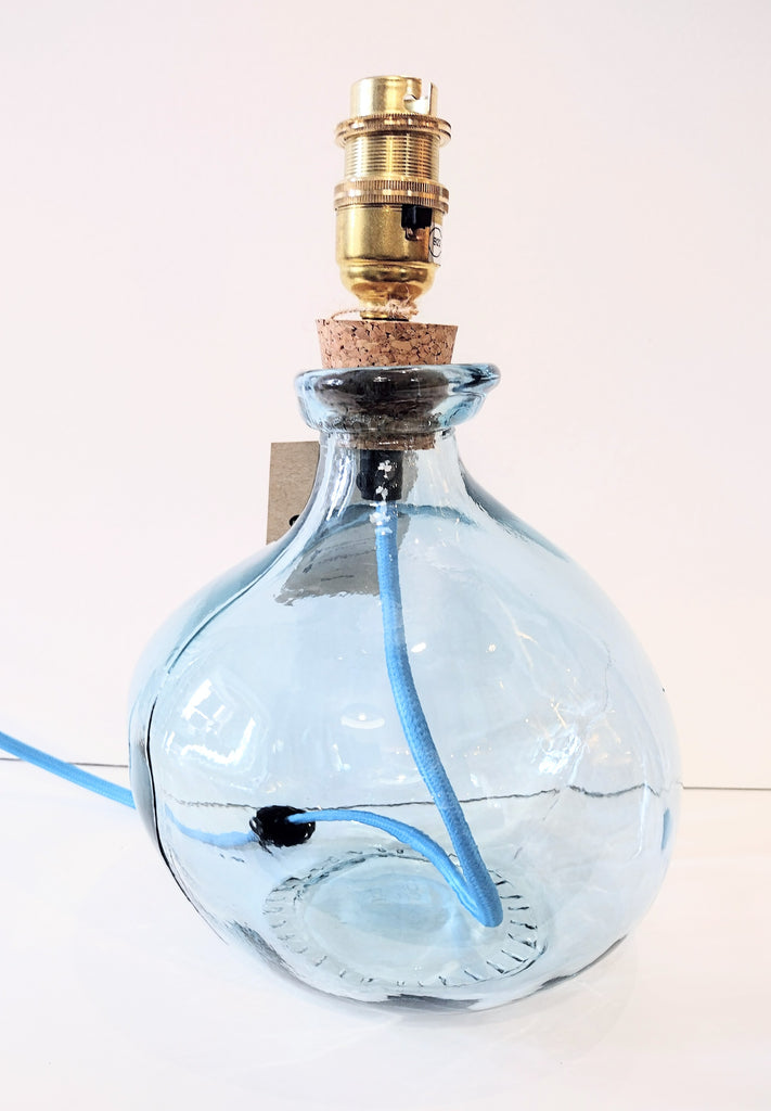 light blue recycled glass lamp-base